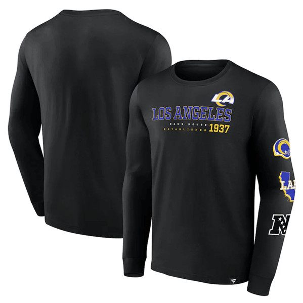Men's Los Angeles Rams Black Go the Distance Long Sleeve T-Shirt